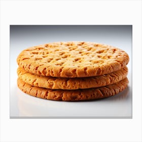 Three Biscuits On A White Background Canvas Print