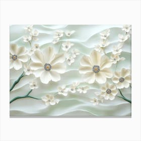 3d White Flowers Canvas Print