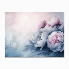 Blooming Peonies on Abstract Canvas Print