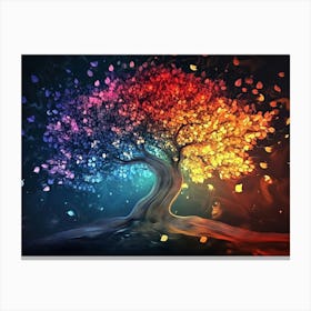 3d Colorful Tree in the Dark Abstraction 1 Canvas Print