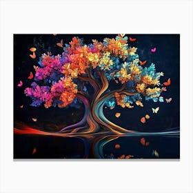 3d Colorful Tree in The Dark Background, 3d Abstraction 1 Lienzos