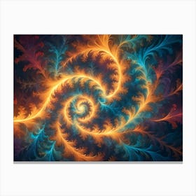 Abstract Image Of A Swirling, Colorful Pattern In Shades Of Orange, Blue, And Red, Resembling A Galaxy Or A Cosmic Event Canvas Print