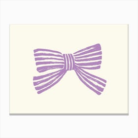 Blue Stripe Bow Ribbon - Violet Purple Canvas Print