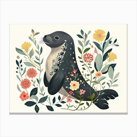 Little Floral Elephant Seal 2 Canvas Print