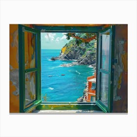 Cinque Terre From The Window View Painting 3 Canvas Print