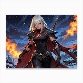 Girl With A Sword Canvas Print