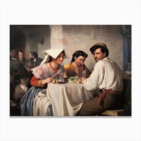 In a Roman Osteria by Carl Bloch (1866) | Danish |renaissance | baroque | dinner genre scene | famous painting | vintage art print |  Canvas Print