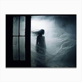 Ephemeral Entity Vocalizing Painful Sounds Through The Ethereal Partition Ghostly Silhouette Caught (4) Canvas Print