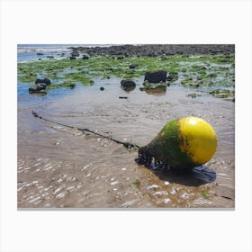 Yellow Buoy On The Beach Canvas Print