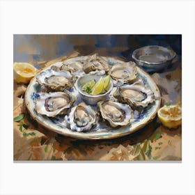 Citrus And Shells A Vibrant Oyster Platter Still LIfe Painting Canvas Print