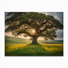 Photoreal Experience The Breathtaking Beauty Of A Solitary Oak 3 Canvas Print