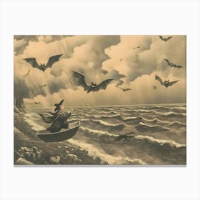 Bats Flying Over The Ocean Canvas Print