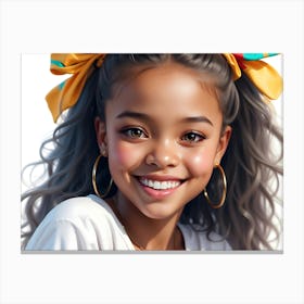 Portrait Of A Young African American Girl Canvas Print