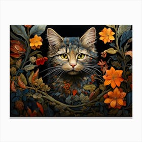 Contemporary Floral Cat 6 Canvas Print