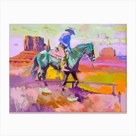 Neon Cowboy In Monument Valley Arizona 2 Painting Canvas Print