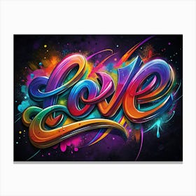 Colorful Graffiti Text Love With Colorful Background 1 Canvas Print