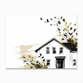 House With Birds Canvas Print