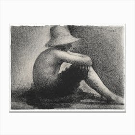 Seated Boy With Straw Hat, Study For Bathers At Asnières, Georges Seurat Canvas Print