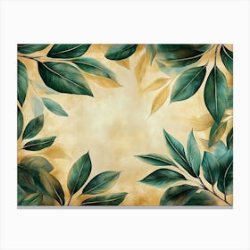 Frame With Green Leaves Canvas Print