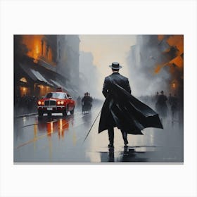 Man In A Suit Walking Down The Street Canvas Print