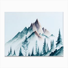 Mountain And Forest In Minimalist Watercolor Horizontal Composition 432 Canvas Print