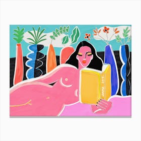 Pink Reading Canvas Print