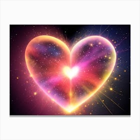 A Colorful Glowing Heart On A Dark Background Horizontal Composition 26 Canvas Print