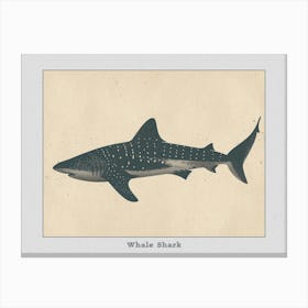 Whale Shark Grey Silhouette 6 Poster Canvas Print
