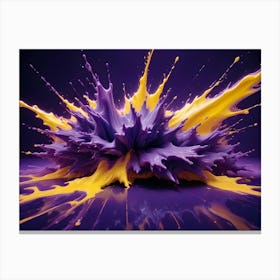 A Dynamic Abstract Image Of A Purple And Yellow Paint Splash, Creating A Vibrant And Energetic Composition Canvas Print