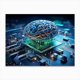 Abstract Concept Of A Brain Resembling An Intricate Circuit Board With Neural Lines Crisscrossing A Canvas Print