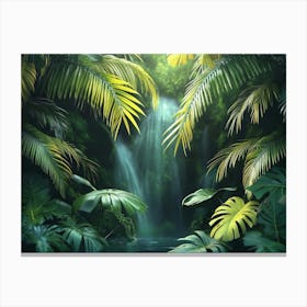 Waterfall In The Jungle 4 Canvas Print