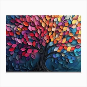 Colorful Tree With Multicolor Leaves Illustration 2 Canvas Print