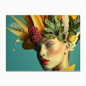 Woman With Flowers On Her Head 9 Canvas Print