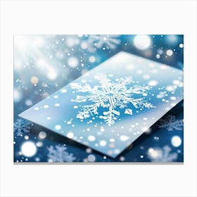 Card Featuring Defocused Snowflake Pattern Radiating Shine Abstract Design Gently Juxtaposing Wint (2) Canvas Print