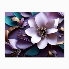 3d Flowers In Purple Design Canvas Print