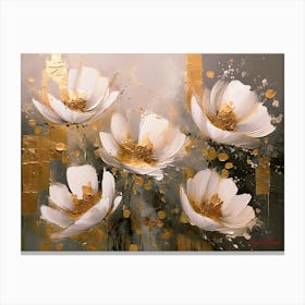 White Flowers With A Touch Of Gold Pt. 3 Canvas Print