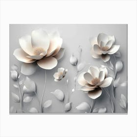 3d Art With Simple Floral Painting Light Gray 1 Canvas Print