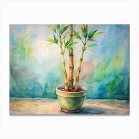 Bamboo Plant In A Pot Canvas Print