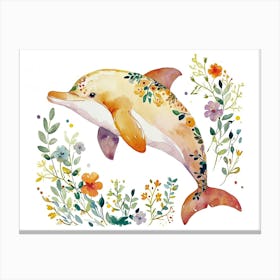 Little Floral Dolphin 1 Canvas Print
