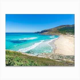 Beautiful sand beach on Majorca, coast bay of Cala Mesquida in Cala Ratjada, Spain, Mediterranean Sea, Mallorca island Canvas Print