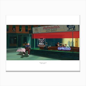 Nighthawks at Satriales - Sopranos & Edward Hopper Parody Canvas Print