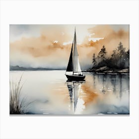 Sailboat Painting Lake House (29) Canvas Print