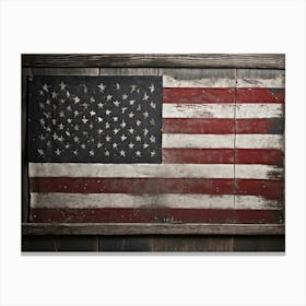 American Flag Rendered In Black And White With Subtle Red Stars Against A Smudged Vintage Backdrop R (3) Canvas Print