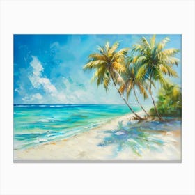 Palm Trees On The Beach Canvas Print