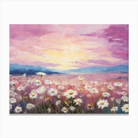 Watercolor Daisy Field Oil Painting Style Dreamy Color Palette Toile