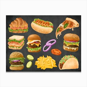 Fast Food Icons Canvas Print