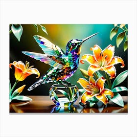 Bird Lilies Canvas Print