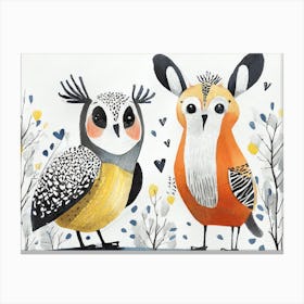 Two fantasy Owls children illustration Canvas Print