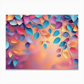 Vibrant and Colorful Leaves Hanging Branches Illustration Stampe su tela