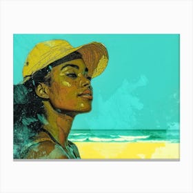 Illustration of an African American woman at the beach 37 Canvas Print